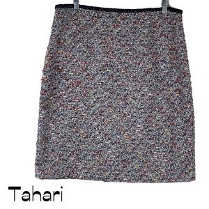 Tahari Blue Red Woven Colorful Metallic EuroGirl Straight Skirt NWOT Size 12